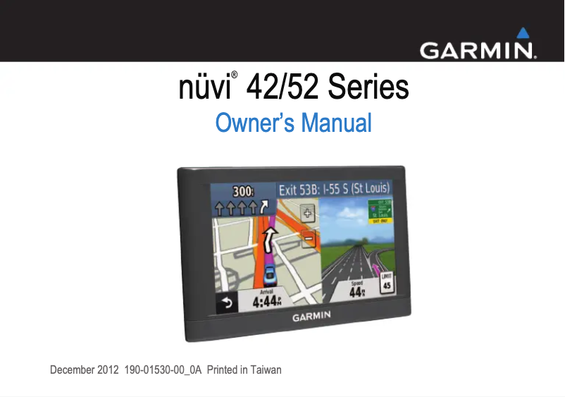 Page n°1 - Manuel utilisateur Garmin nüvi 52 SE