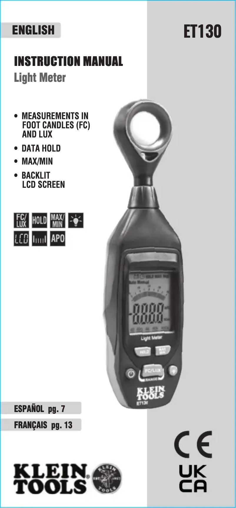 Image de la première page du manuel de l'appareil ET130