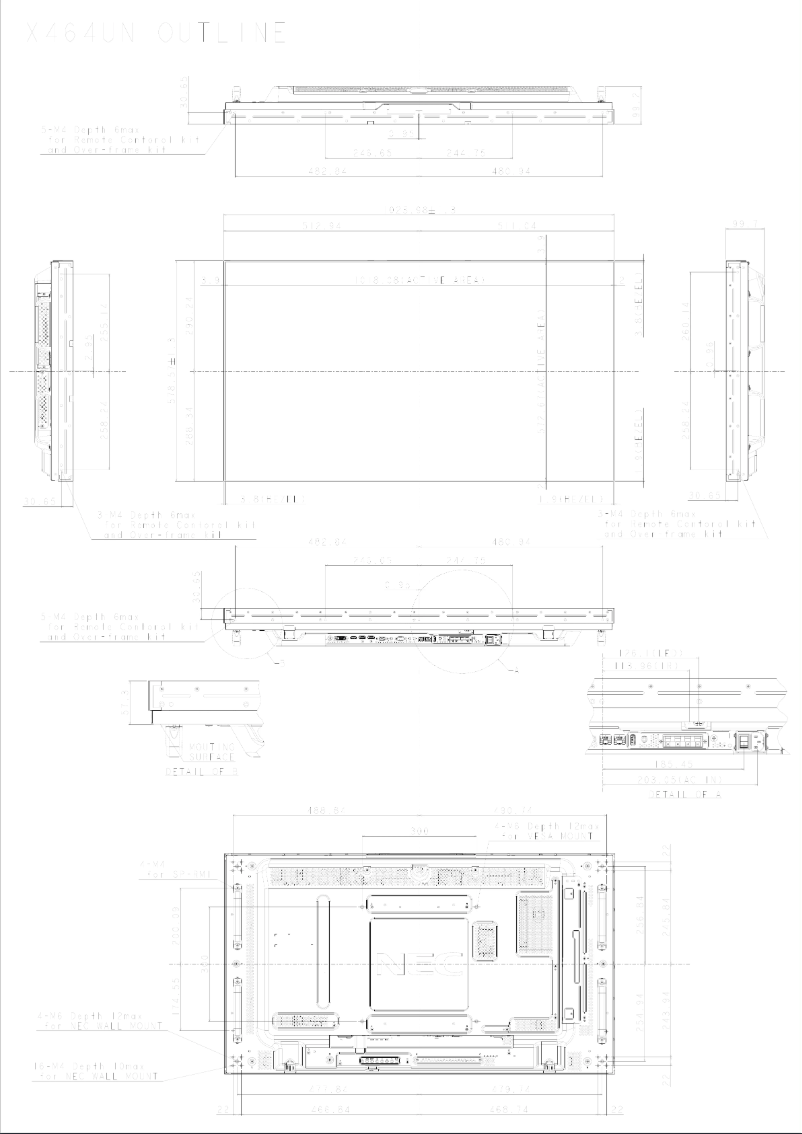 Página 1 del manual Dibujo técnico NEC MultiSync X464UN