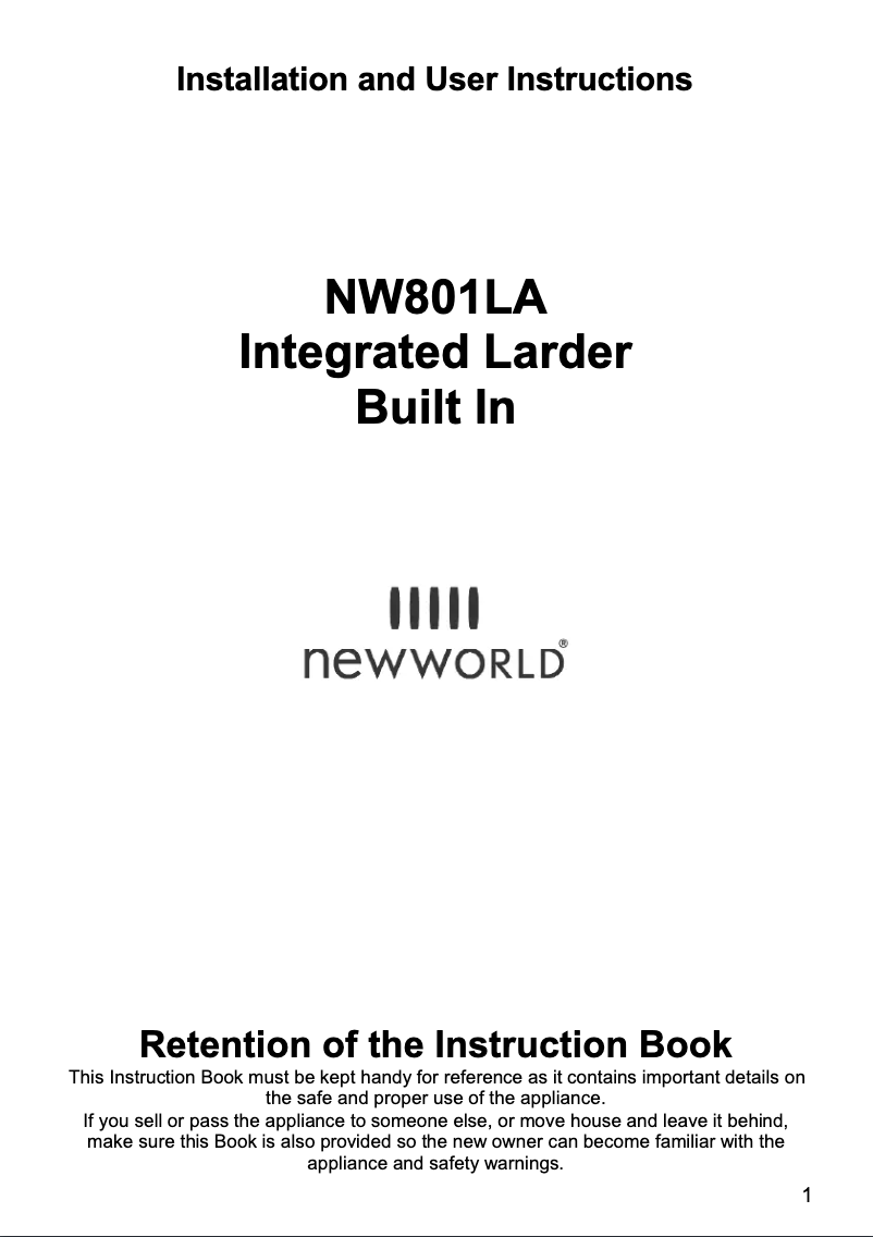 Image de la première page du manuel de l'appareil NW801LA