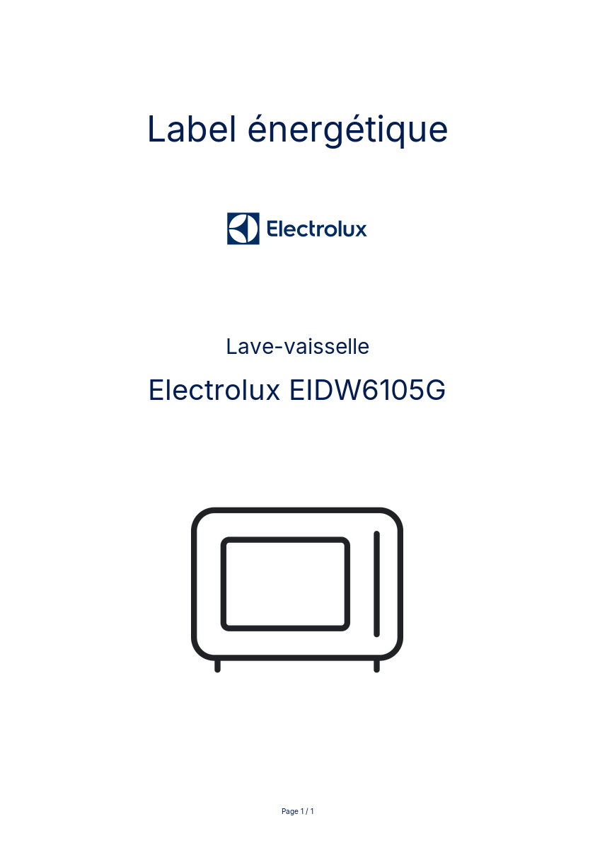 Image de la première page du manuel de l'appareil EIDW6105G