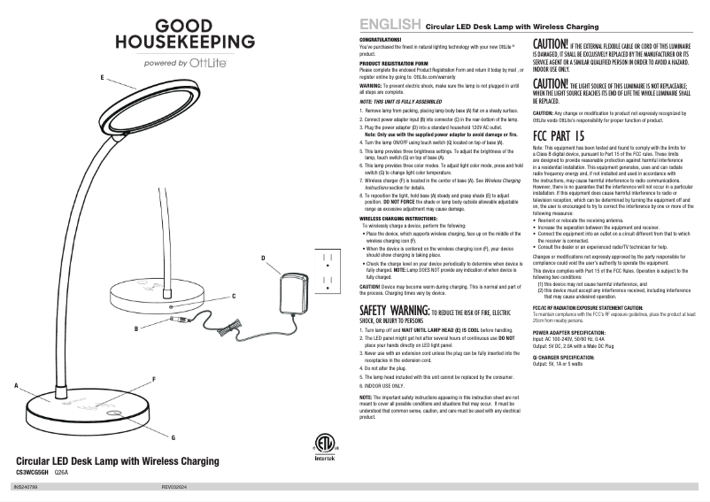 Page 1 de la notice Manuel utilisateur OttLite Good Housekeeping