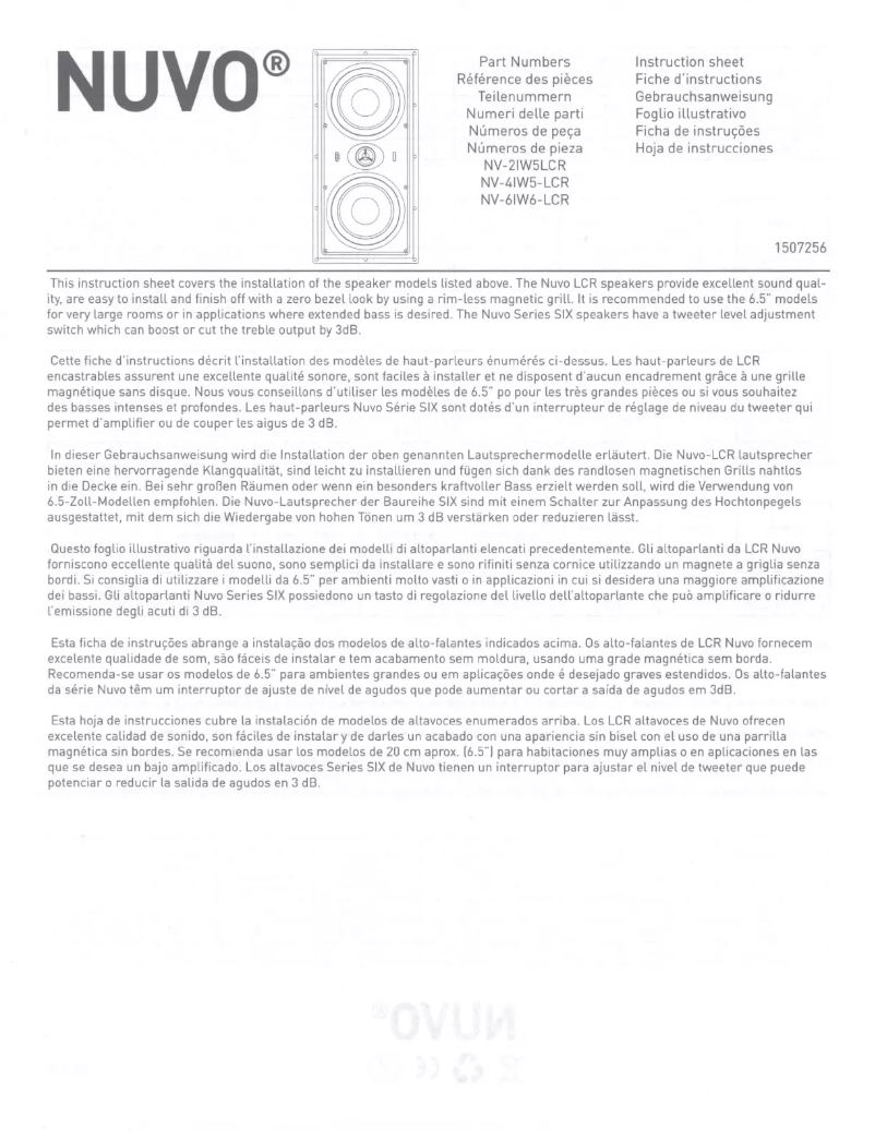 Image de la première page du manuel de l'appareil NV-6IW-6LCR
