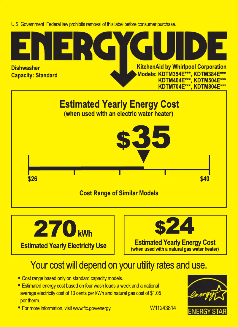 Page n°1 - Label énergétique KitchenAid KDTM804EBS