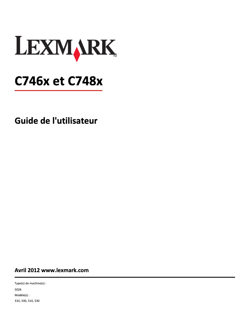 Page 1 de la notice Manuel utilisateur Lexmark C746
