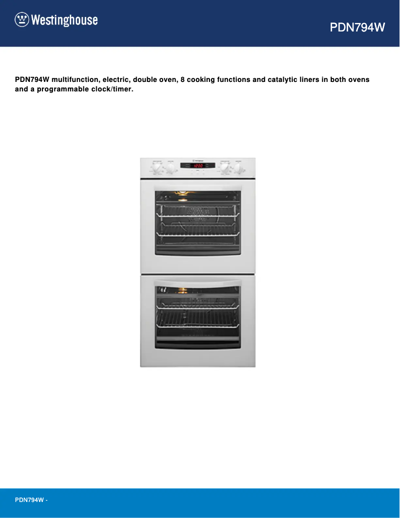 Page n°1 - Manuel utilisateur Westinghouse PDN794W