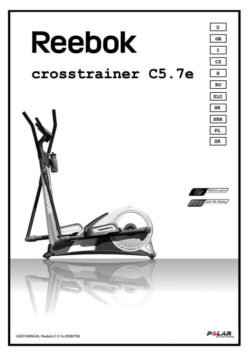 Page 1 de la notice Manuel utilisateur Reebok C5.7e