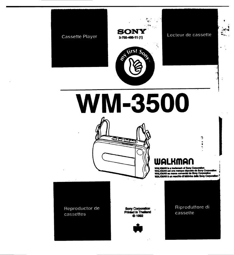 Image de la première page du manuel de l'appareil Walkman WM-3500