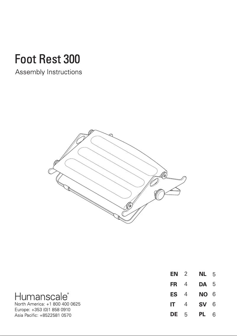 Page 1 de la notice Manuel utilisateur Humanscale Foot Rest 300
