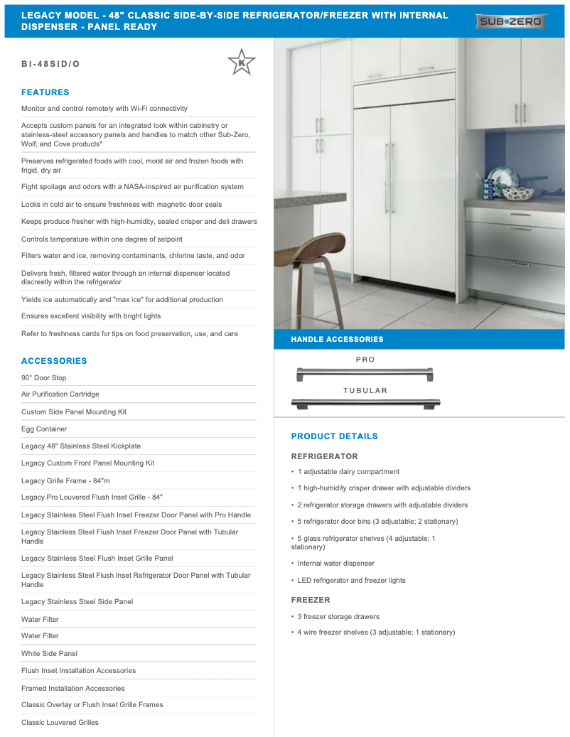 Page n°1 - Manuel utilisateur Sub-Zero BI-48SIO