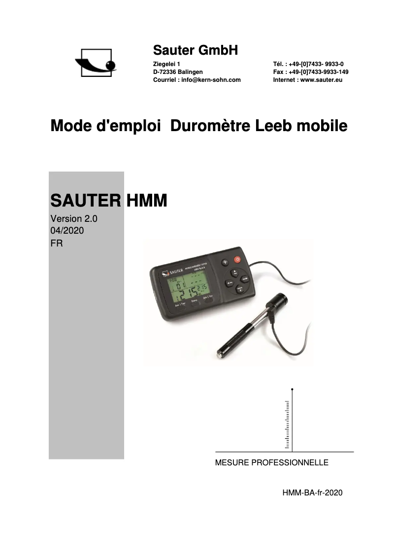 Page 1 de la notice Manuel utilisateur Sauter HMM