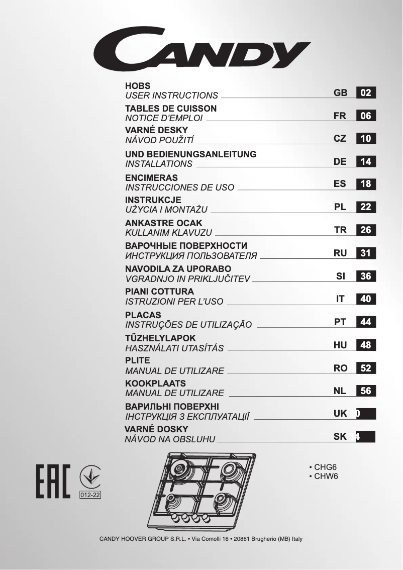Image de la première page du manuel de l'appareil CHG6BRBB