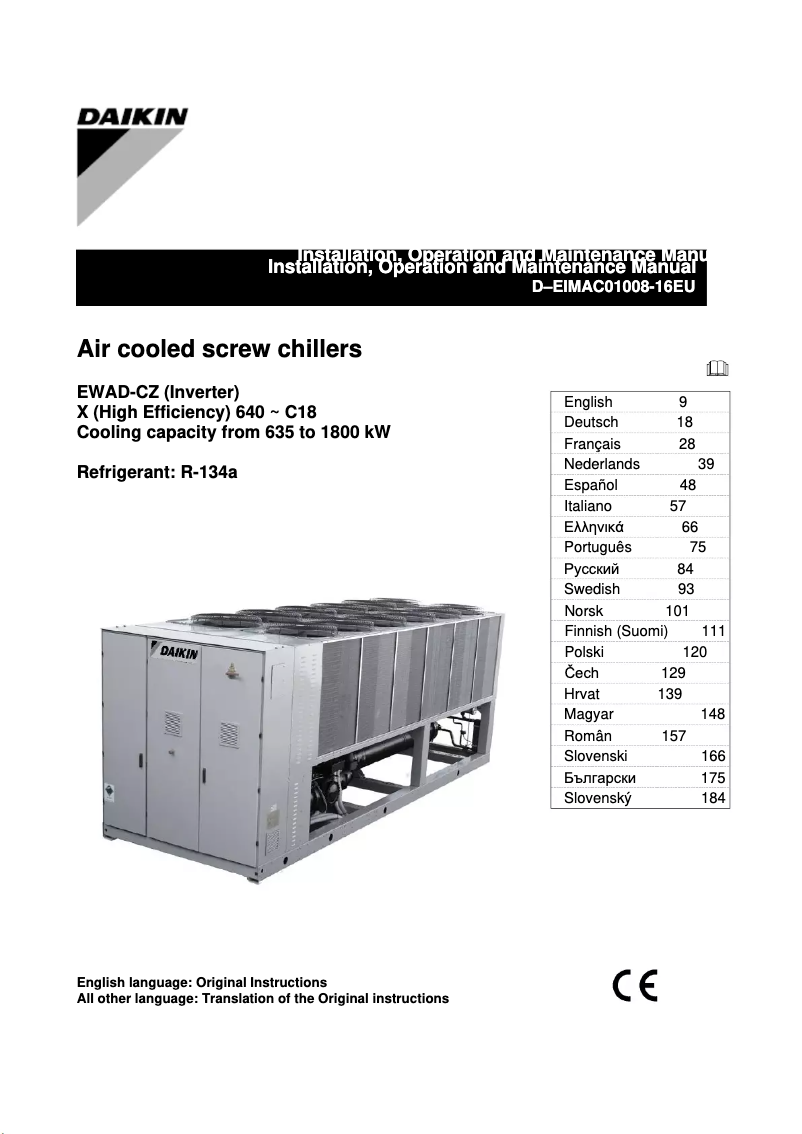 Page n°1 - Manuel utilisateur Daikin EWADC13CZXR