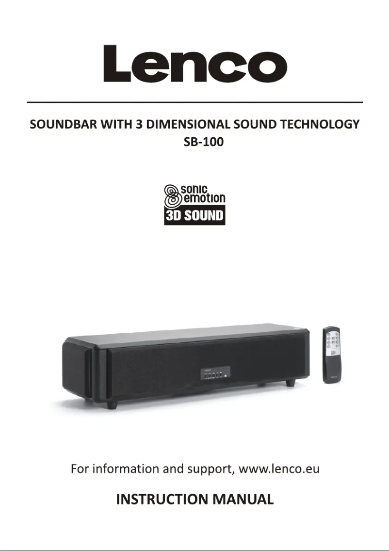 Page 1 de la notice Manuel utilisateur Lenco SB-100