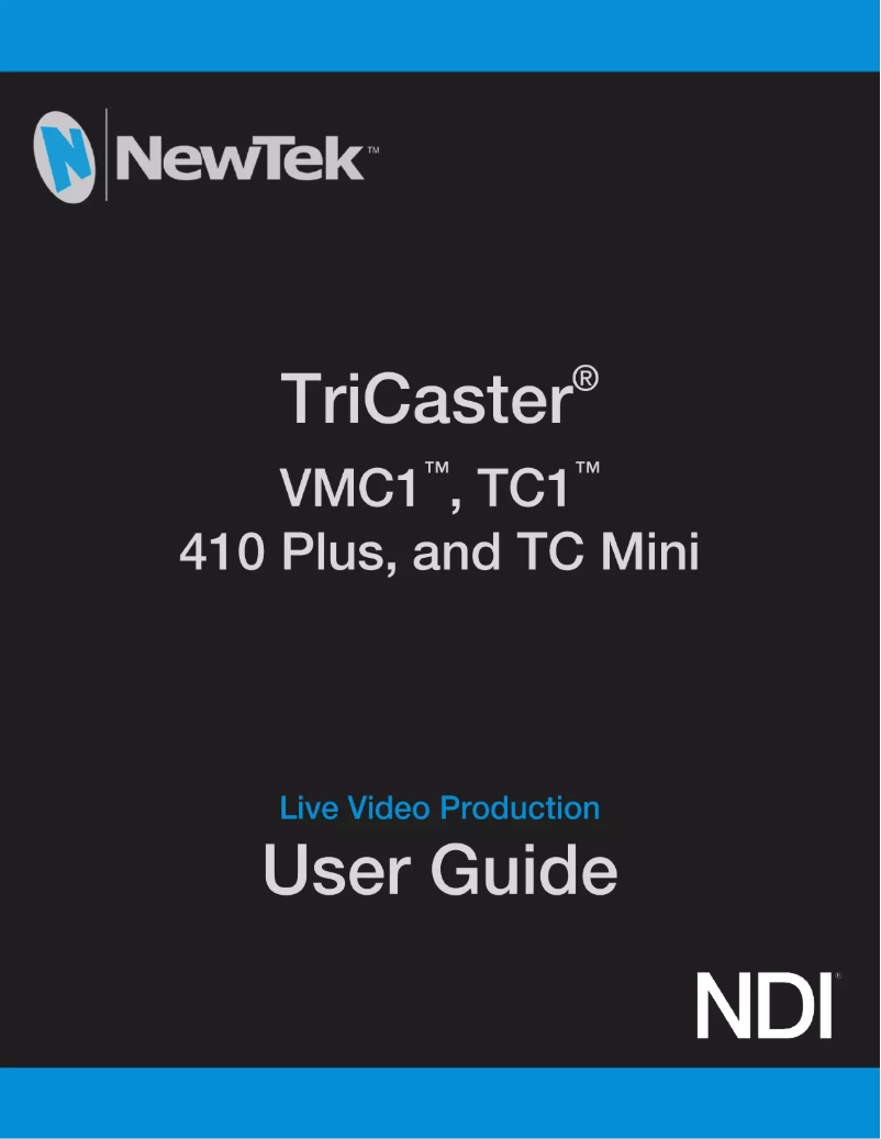 Page n°1 - Manuel utilisateur NewTek TriCaster TC1