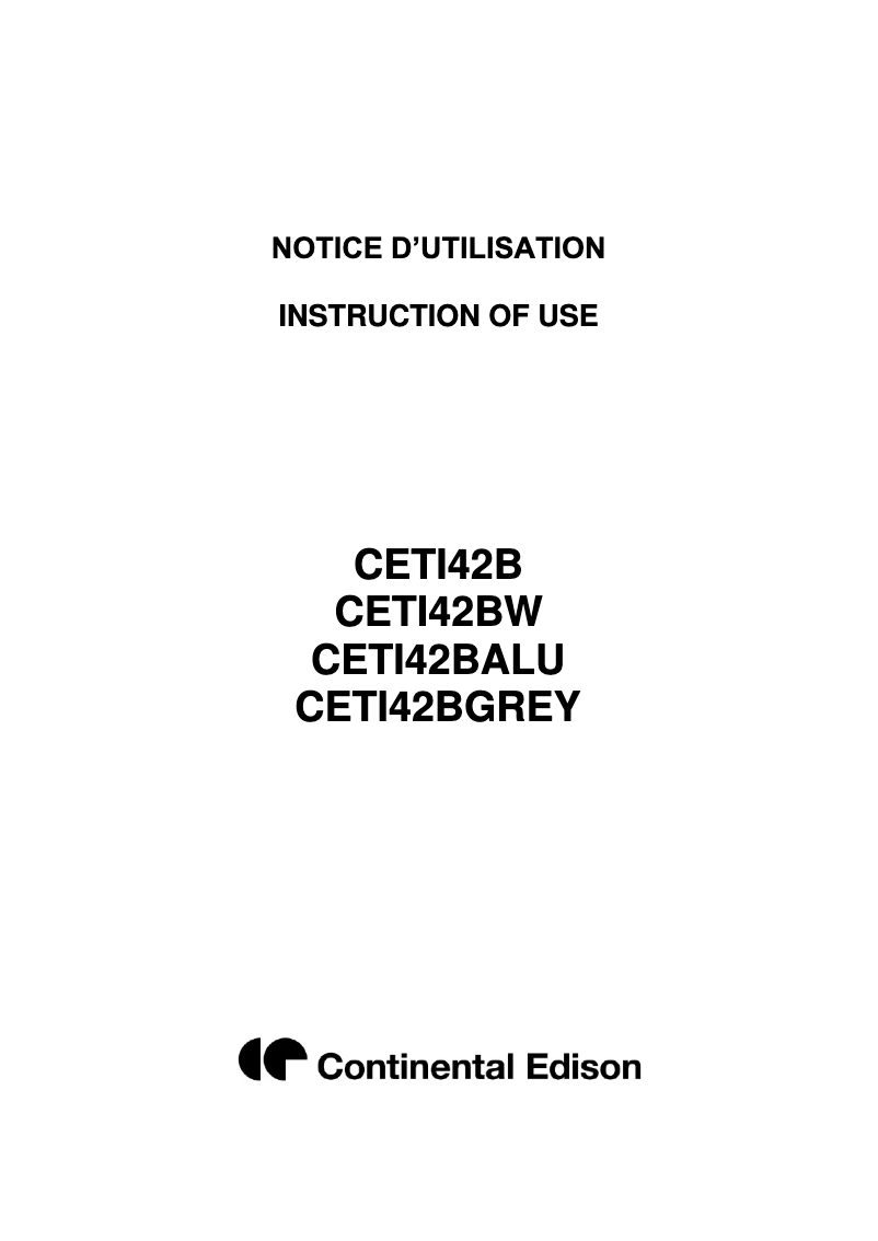 Image de la première page du manuel de l'appareil CETI42BGREY