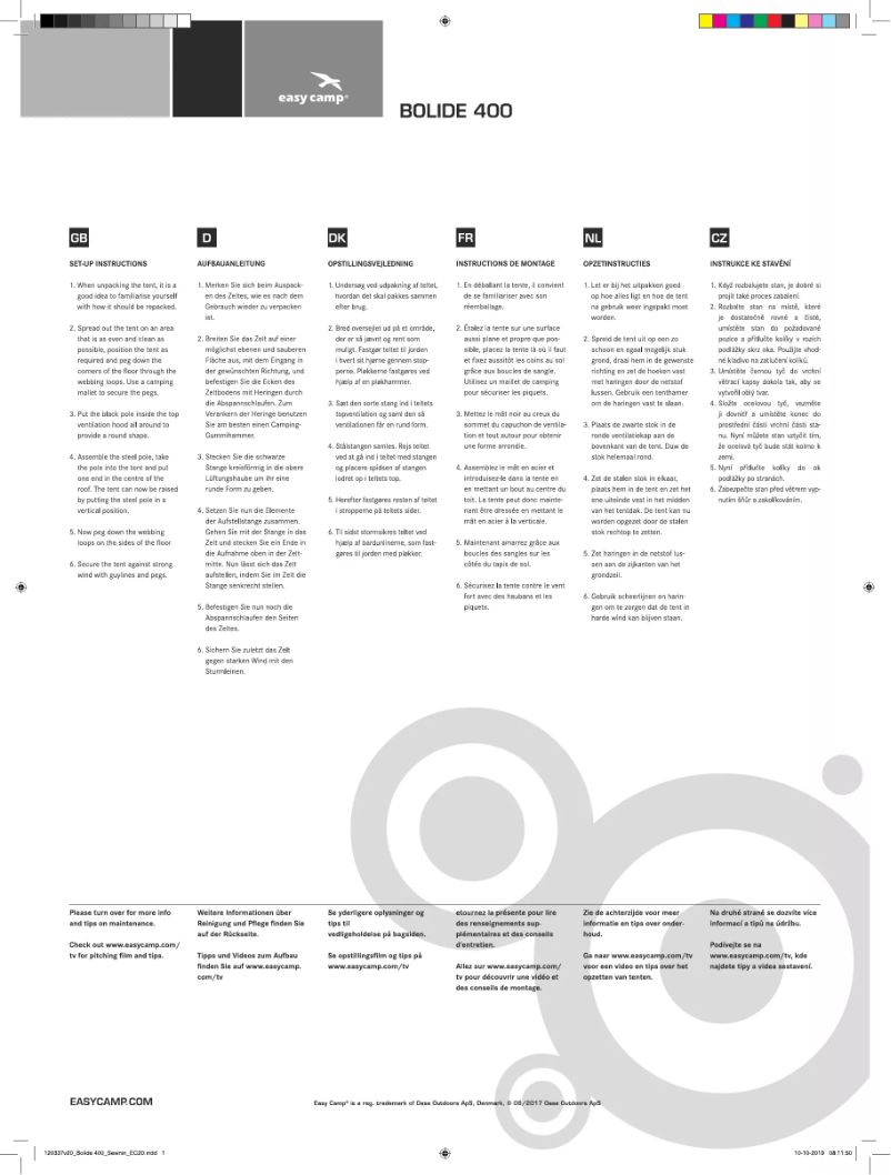 Image de la première page du manuel de l'appareil Bolide 400