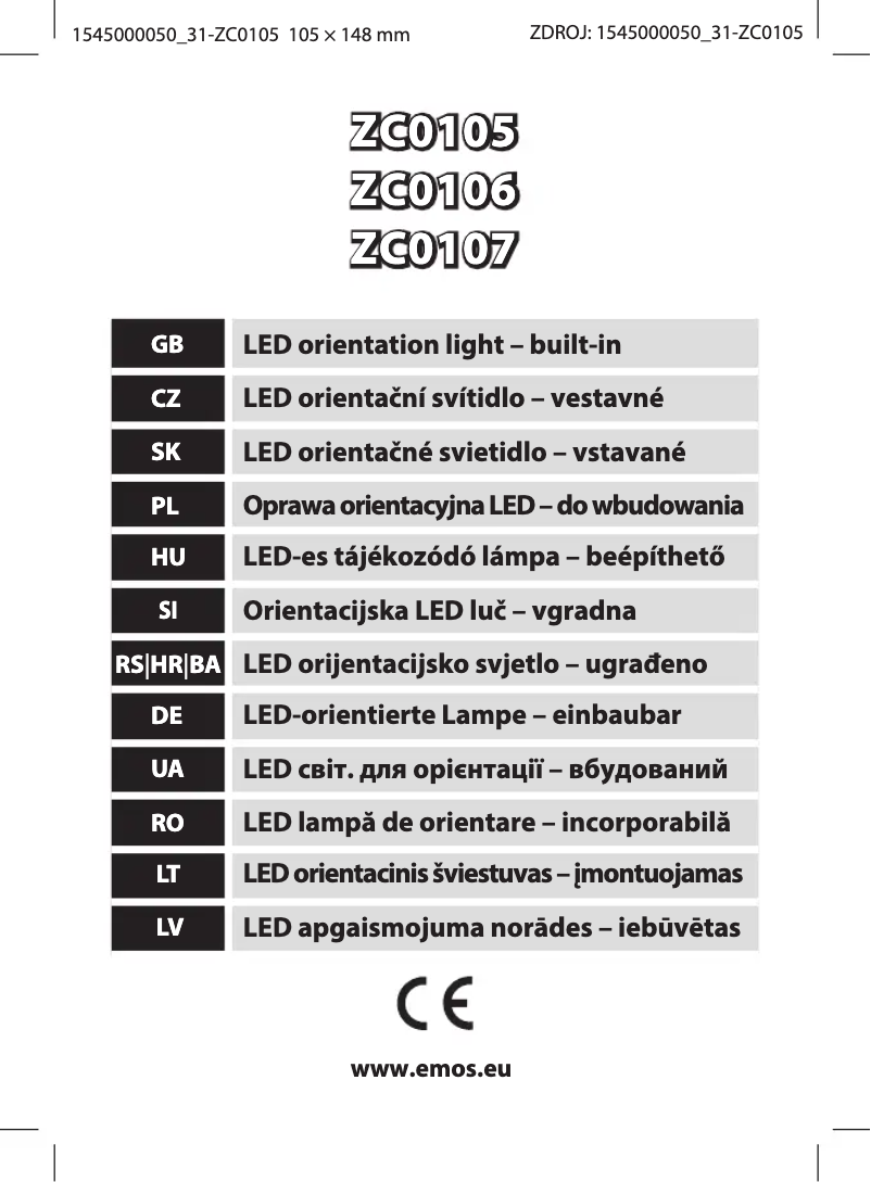 Image de la première page du manuel de l'appareil ZC0105