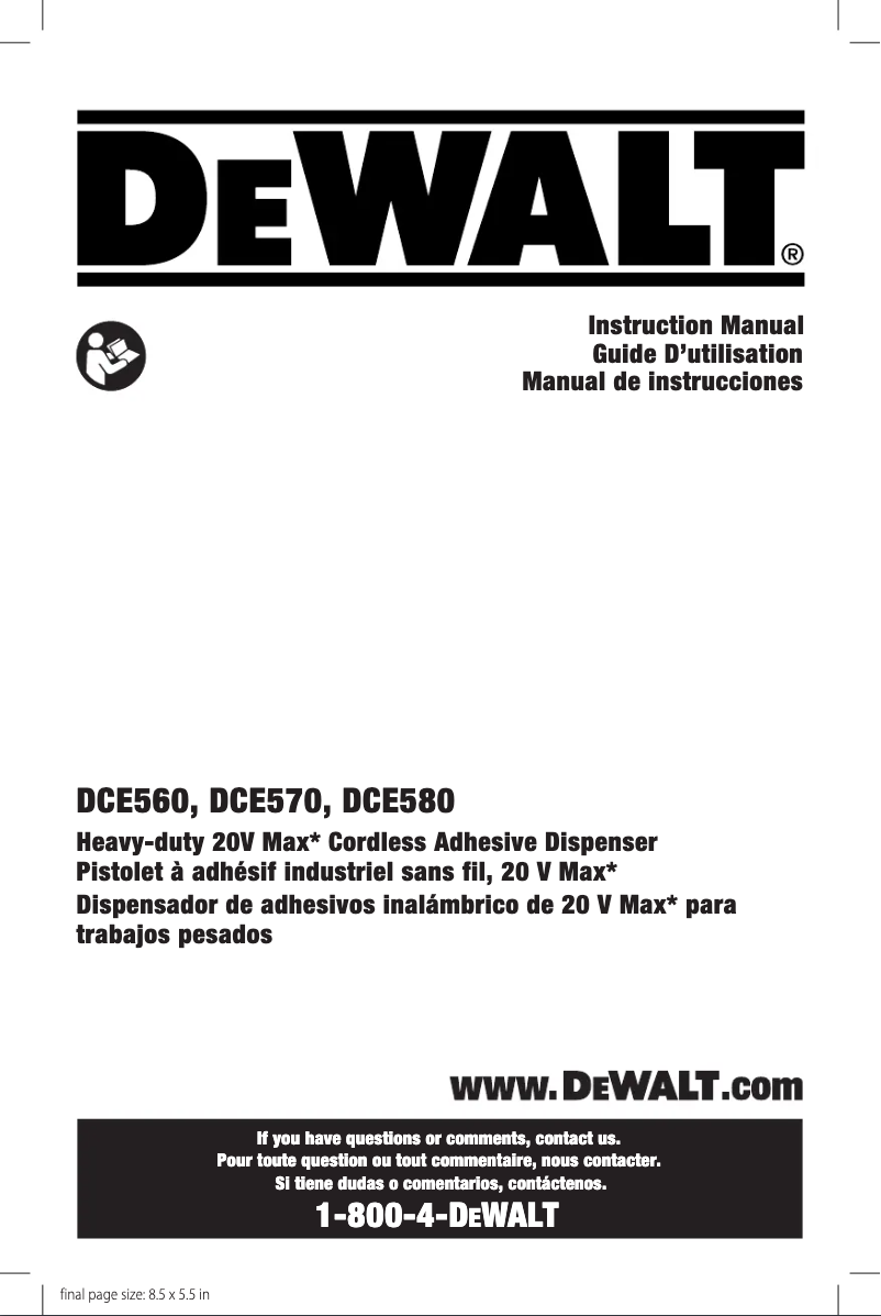 Page 1 de la notice Manuel utilisateur DeWalt DCE570