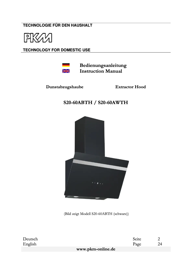 Page 1 de la notice Manuel utilisateur PKM S20-60AWTH