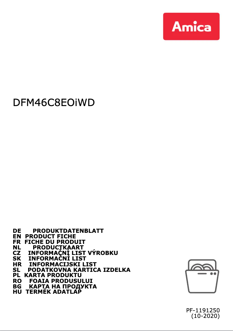 Page 1 de la notice Manuel utilisateur Amica DFM46C8EOiWD