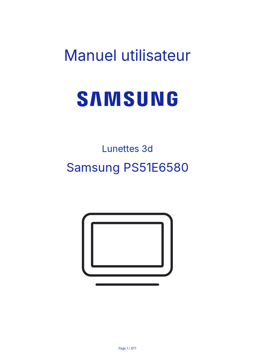 Page n°1 - Manuel utilisateur Samsung PS51E6580