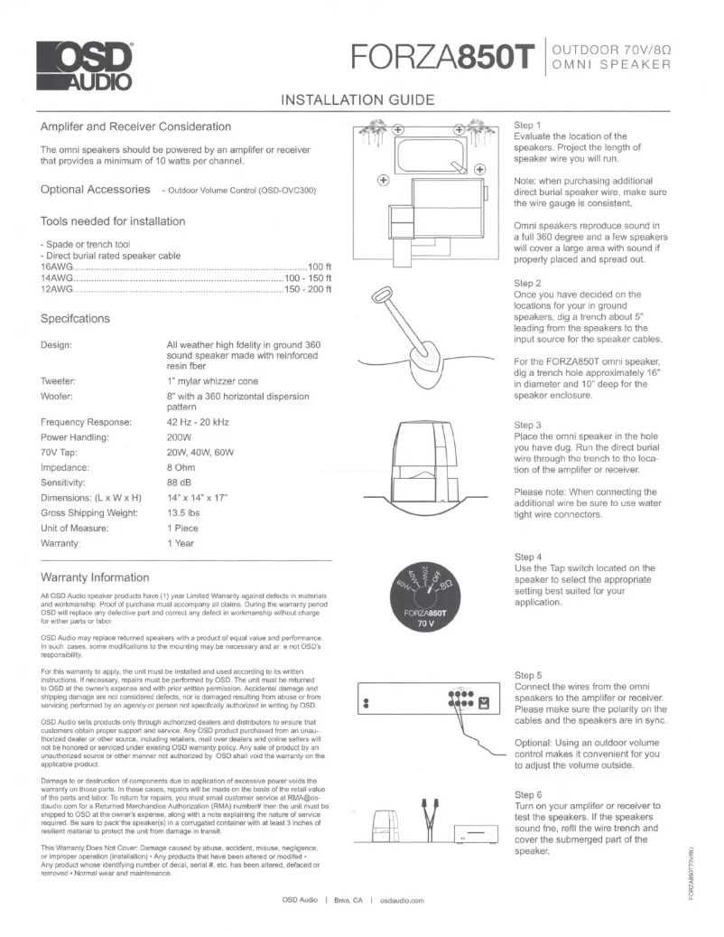 Page n°1 - Manuel utilisateur OSD Audio Forza-850T