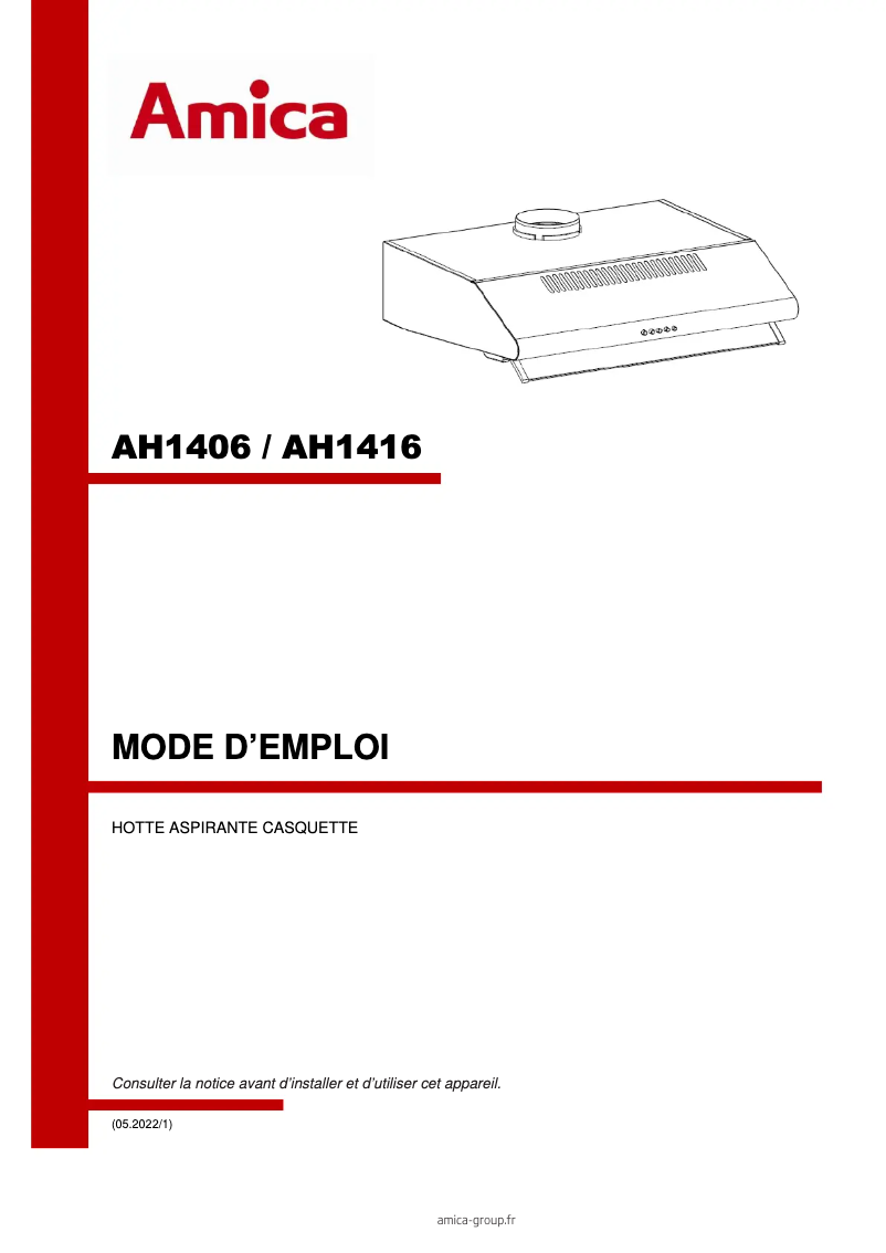 Page 1 de la notice Manuel utilisateur Amica AH1406