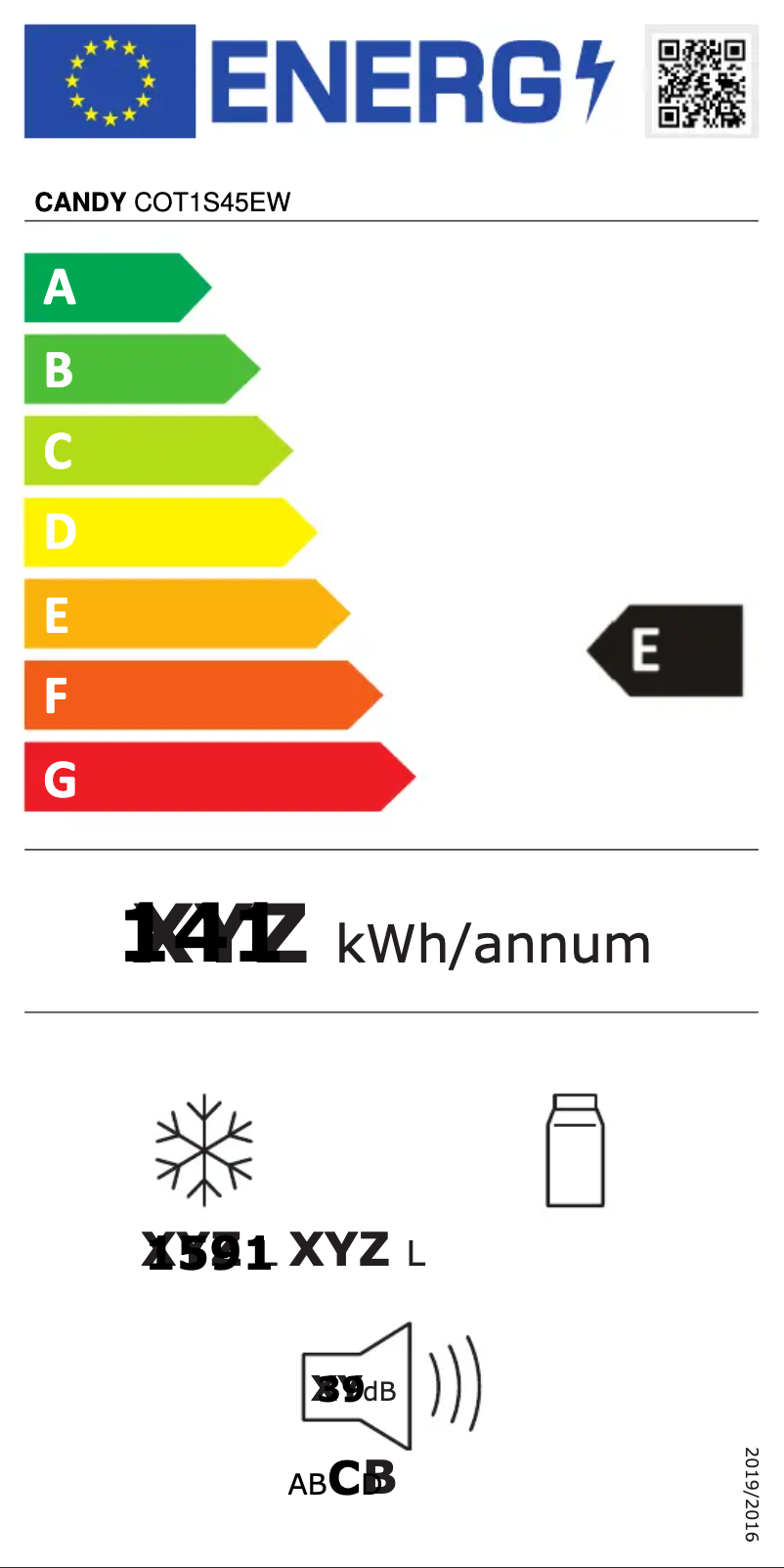 Page n°1 - Label énergétique Candy COT1S45EW
