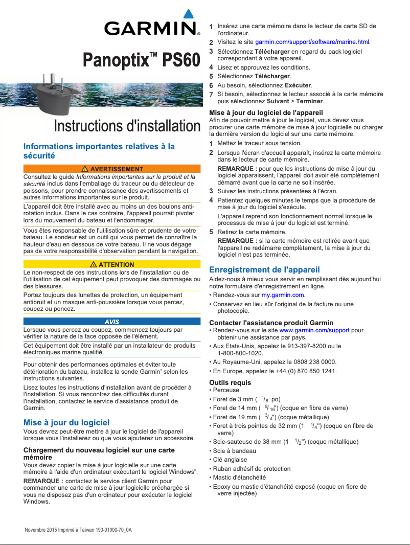 Image de la première page du manuel de l'appareil Panoptix PS60