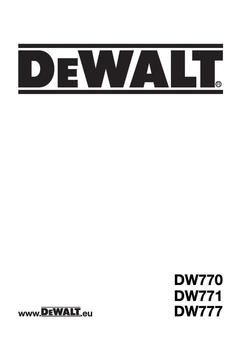 Page n°1 - Manuel utilisateur DeWalt DW777