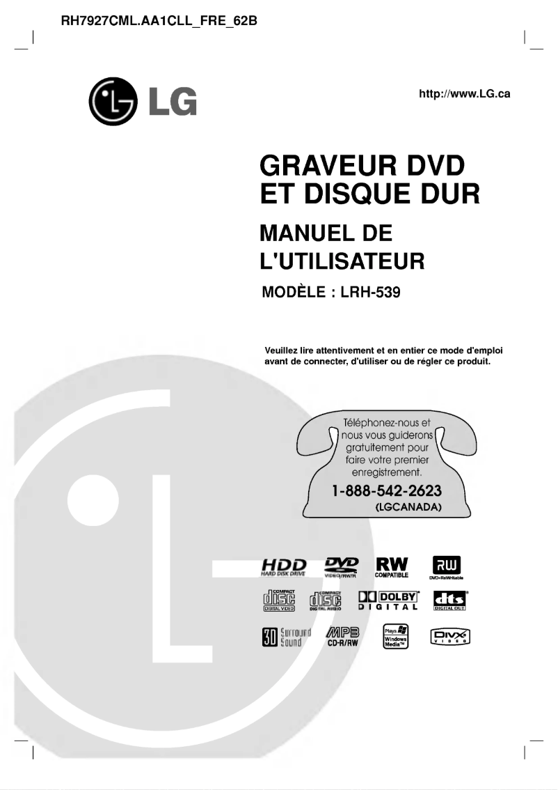 Page 1 de la notice Manuel utilisateur LG LRH-539