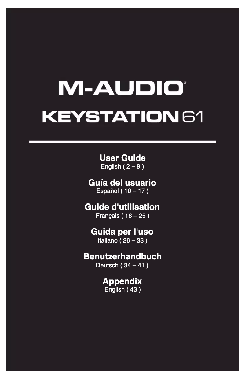 Page 1 de la notice Manuel utilisateur M-Audio Keystation 61 MK2