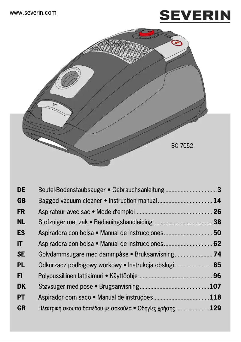 Page n°1 - Manuel utilisateur Severin BC 7052