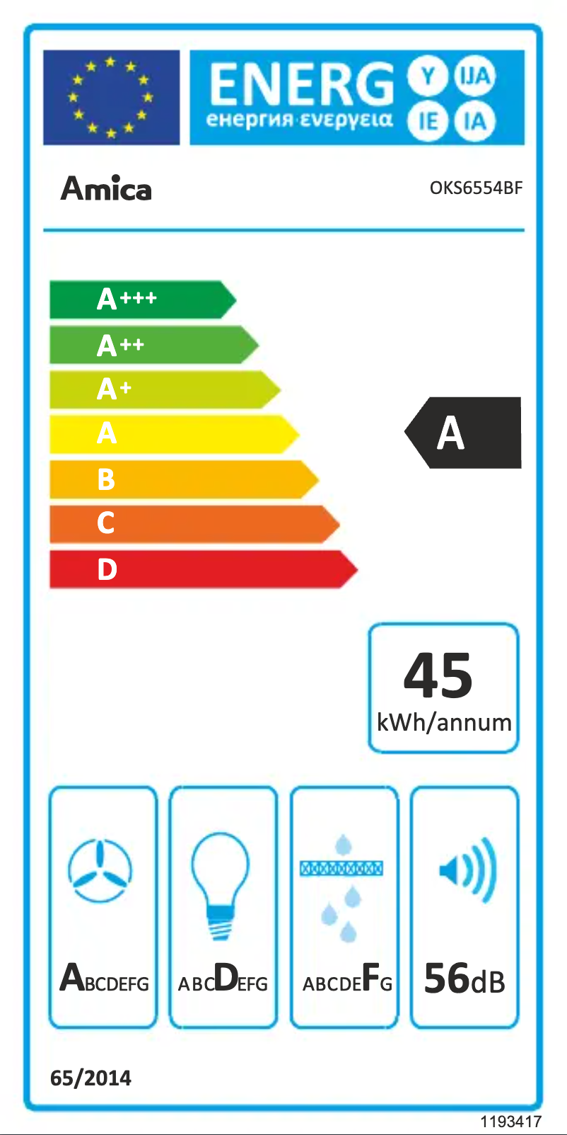 Page n°1 - Label énergétique Amica OKS6554BF