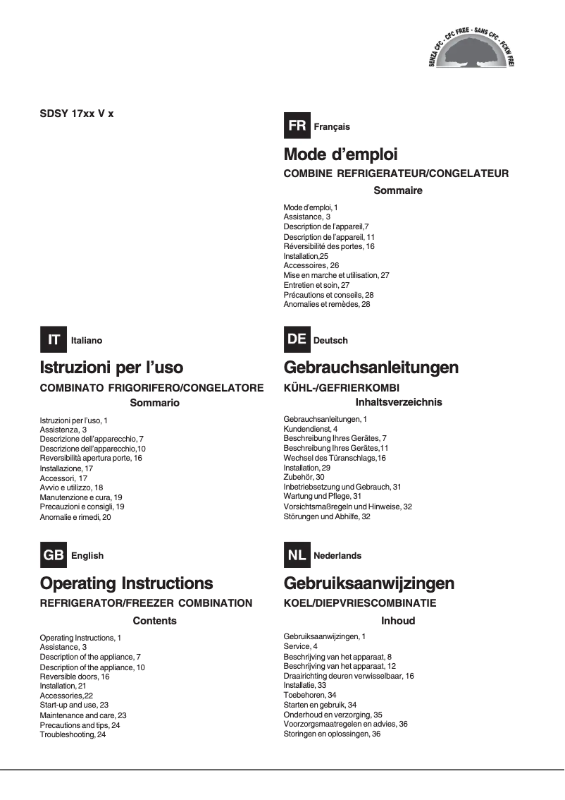 Page n°1 - Manuel utilisateur Hotpoint Ariston SDSY 1722 V J