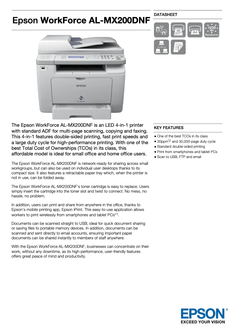 Page 1 de la notice Manuel utilisateur Epson WorkForce AL-C500DTN