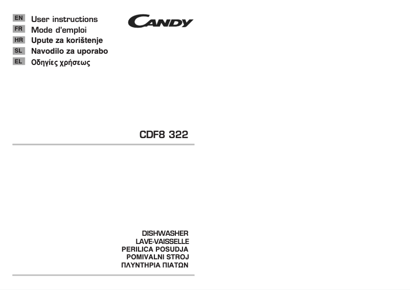 Page n°1 - Manuel utilisateur Candy CDF8 322/1-S