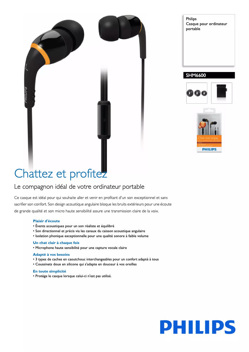 Página 1 del manual Ficha técnica Philips SHM6600