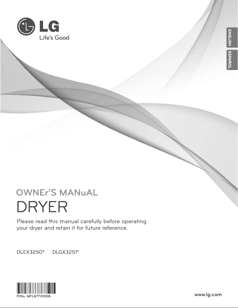 Page n°1 - Manuel d'utilisation et d'entretien LG DLEX3250V