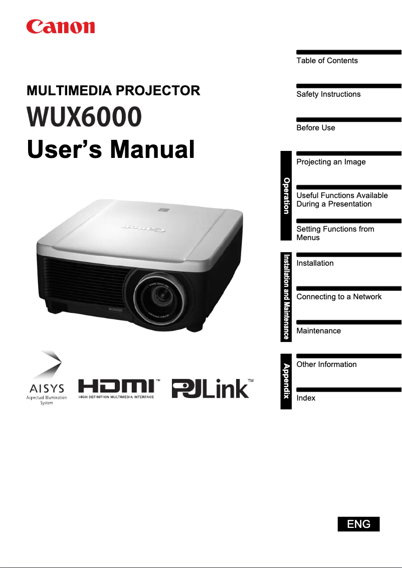 Page 1 de la notice Manuel utilisateur Canon REALiS WUX6000