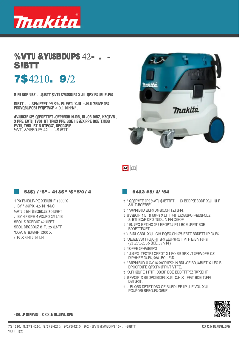 Page 1 de la notice Fiche technique Makita VC4210M