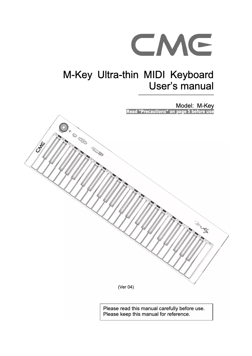 Page n°1 - Manuel utilisateur CME M-Key