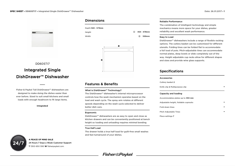Page n°1 - Fiche technique Fisher & Paykel DD60STI7