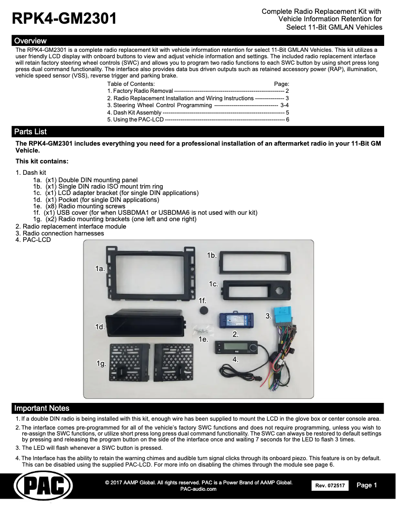 Imagen de la primera página del manual del dispositivo RPK4-GM2301