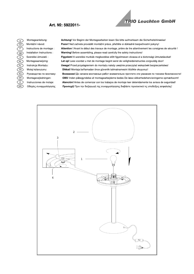 Page n°1 - Manuel utilisateur Trio Lighting Joost 5922011-07