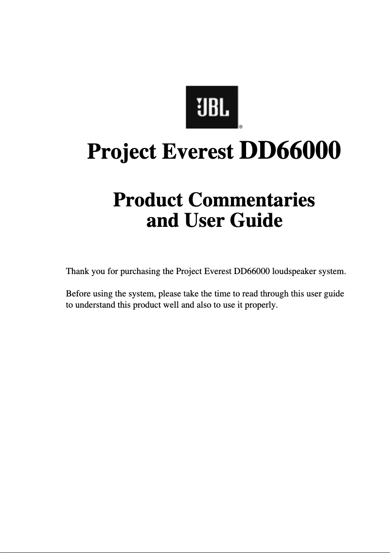 Page 1 de la notice Manuel utilisateur JBL Everest DD66000