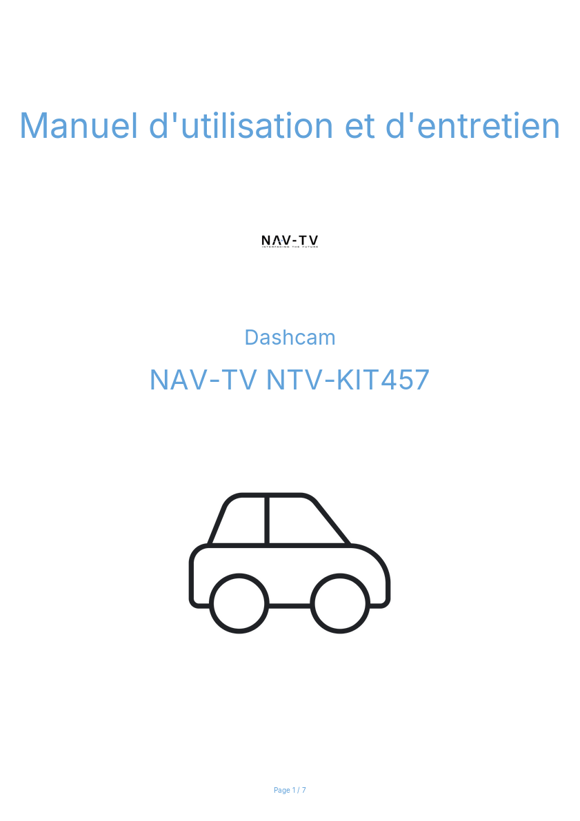 Image de la première page du manuel de l'appareil NTV-KIT457