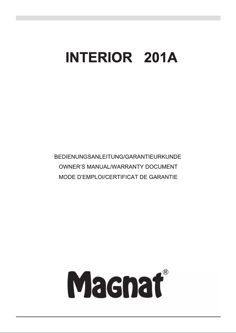 First page image of the manual for Interior 201A