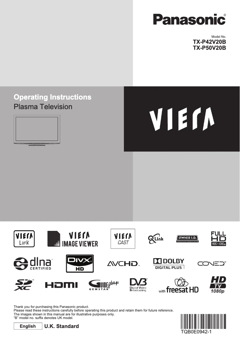 Página 1 del manual Manual de usuario Panasonic Viera TX-P42V20B